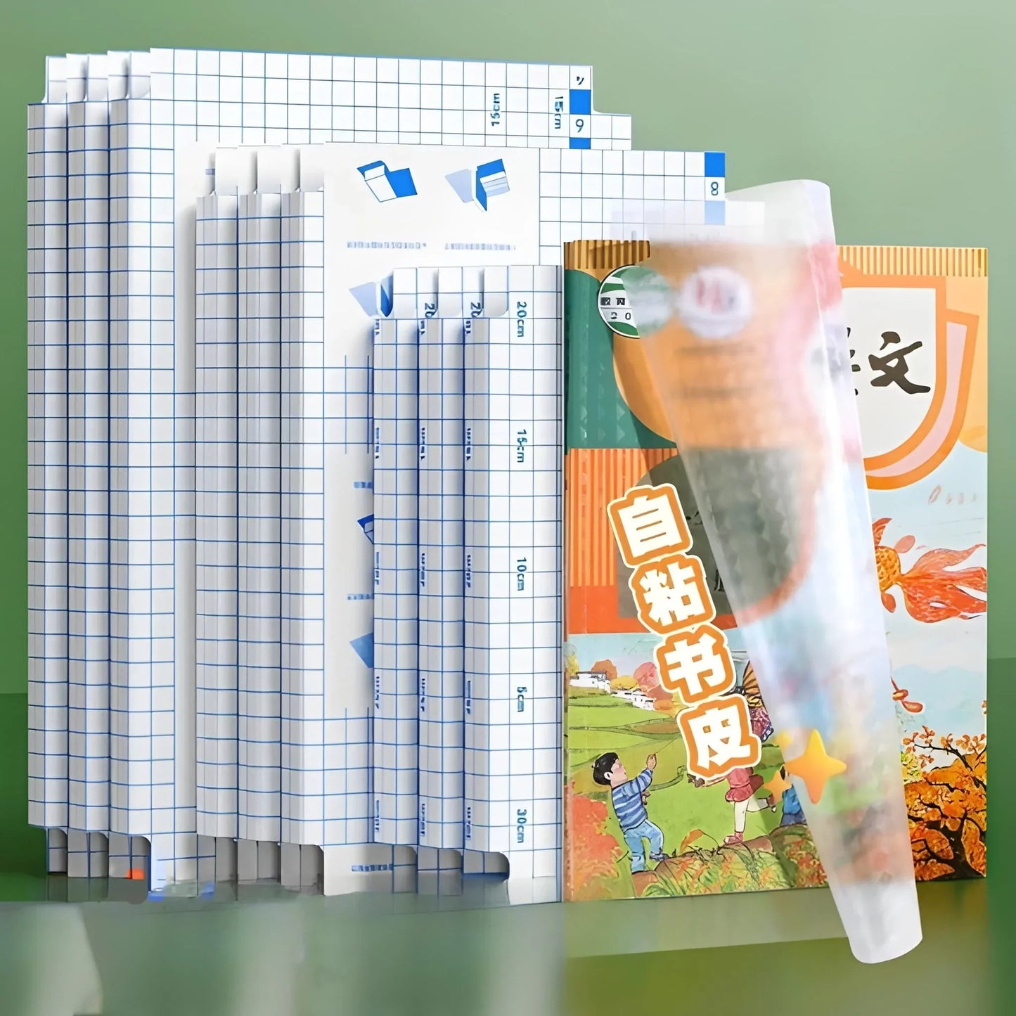 Self-Adhesive Transparent Waterproof Book Cover Film (30 Pcs – 3 Sizes, 10 Each)