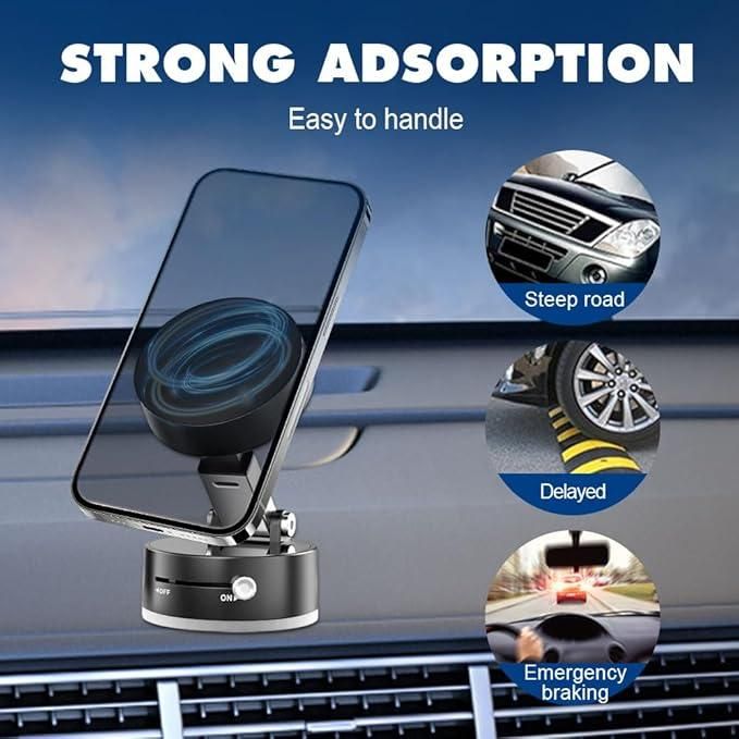 Vacuum Magnetic Suction Phone Holder – Foldable, 360° Rotatable & Works Everywhere!