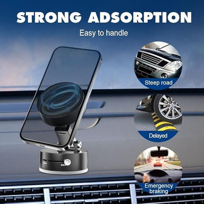 Vacuum Magnetic Suction Phone Holder – Foldable, 360° Rotatable & Works Everywhere!