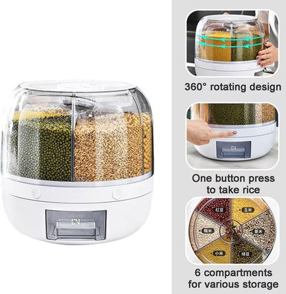 Premium 360° Rotating Kitchen Organiser with 6 Grid Dispenser