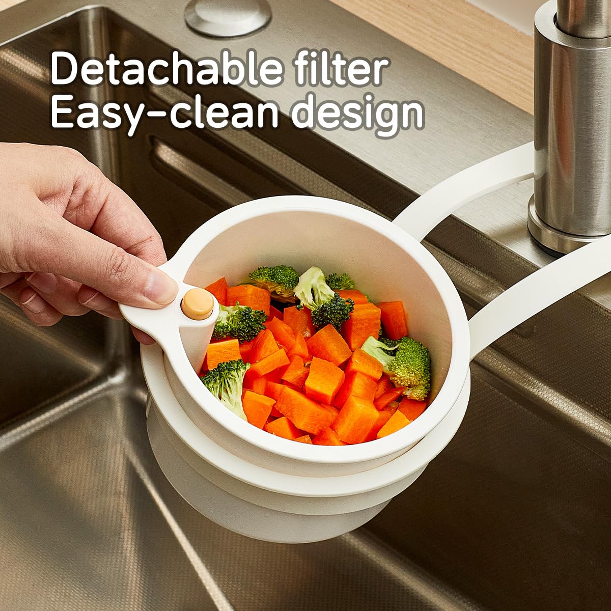 Kitchen Sink Drain Basket – Double Layer Strainer & Detachable Food Waste Filter