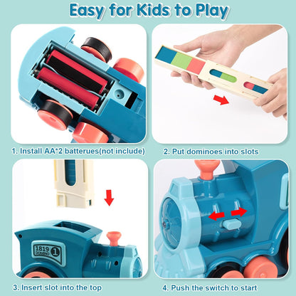 180 PCS Domino Train Set, Automatic Dominoes Train Toys for Kids, Family Games for kids, Dominoes Train Toy with Lights and Sound, Valentines Day Gifts for Kids, Birthday Gifts for Age 4-8 Boys Girls