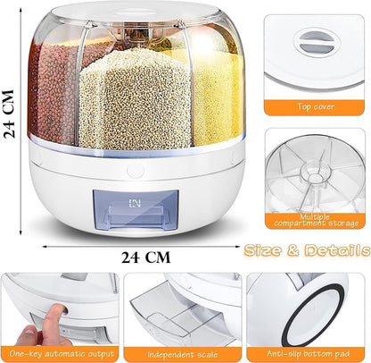 Premium 360° Rotating Kitchen Organiser with 6 Grid Dispenser