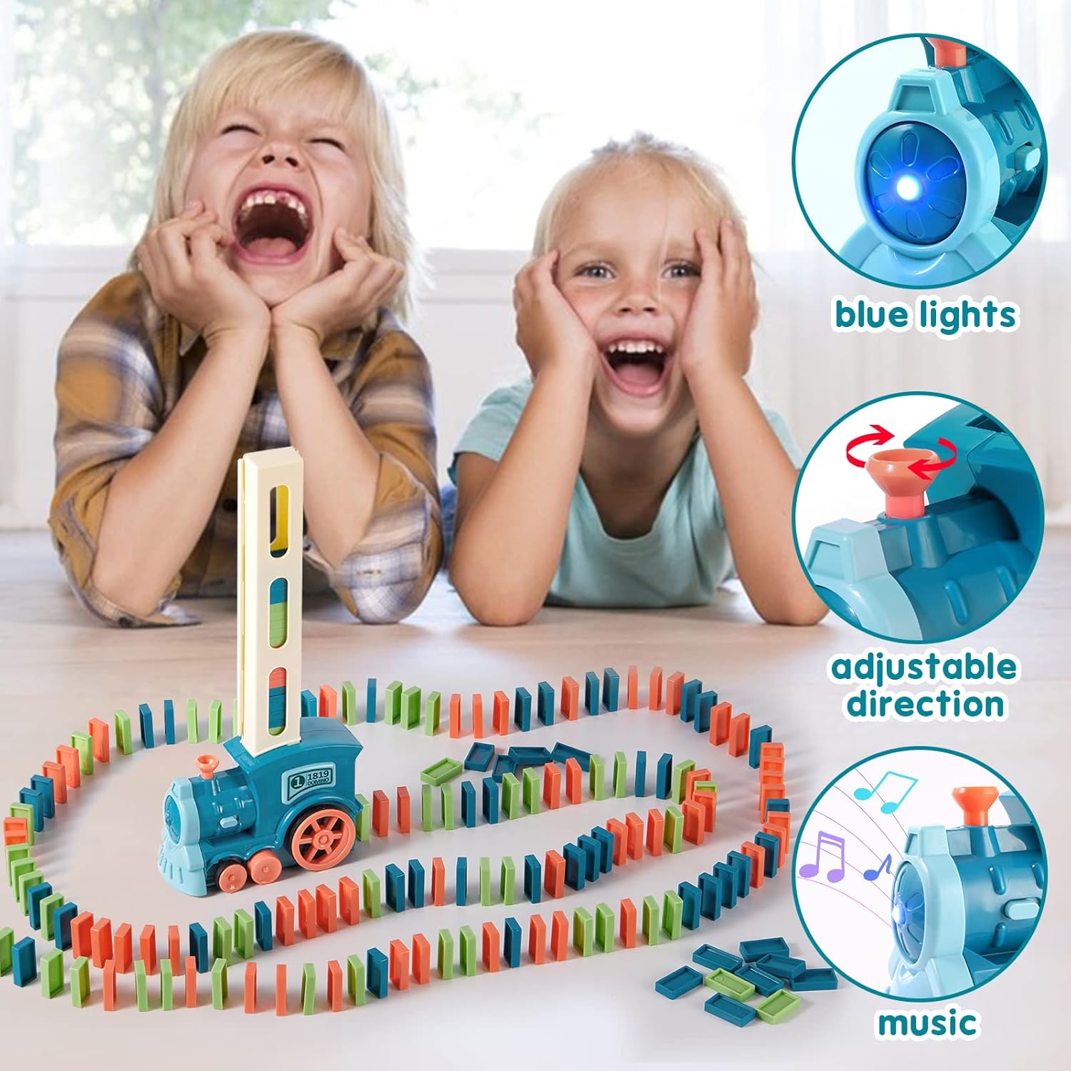 180 PCS Domino Train Set, Automatic Dominoes Train Toys for Kids, Family Games for kids, Dominoes Train Toy with Lights and Sound, Valentines Day Gifts for Kids, Birthday Gifts for Age 4-8 Boys Girls