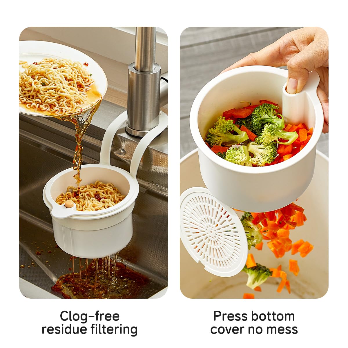 Kitchen Sink Drain Basket – Double Layer Strainer & Detachable Food Waste Filter