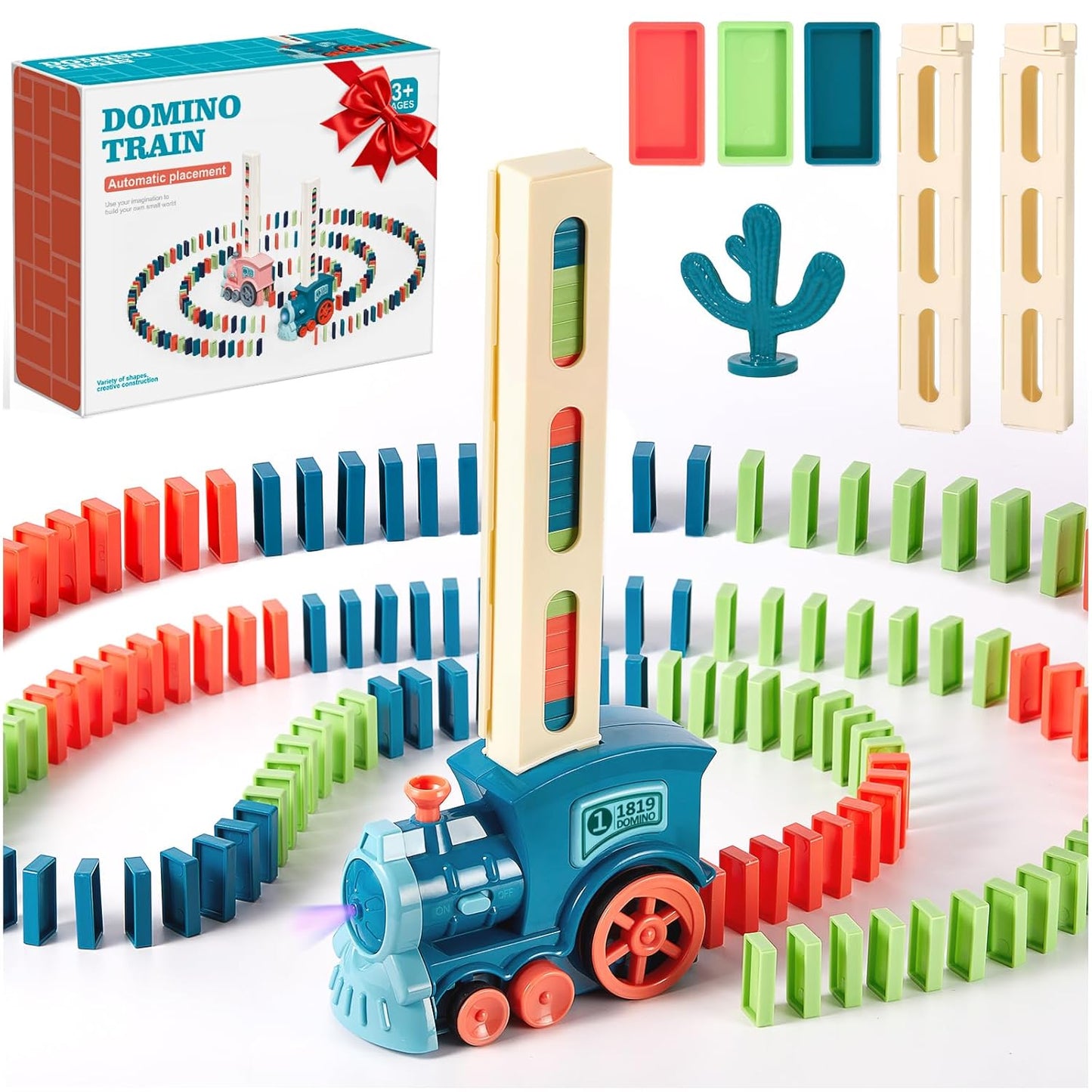 180 PCS Domino Train Set, Automatic Dominoes Train Toys for Kids, Family Games for kids, Dominoes Train Toy with Lights and Sound, Valentines Day Gifts for Kids, Birthday Gifts for Age 4-8 Boys Girls