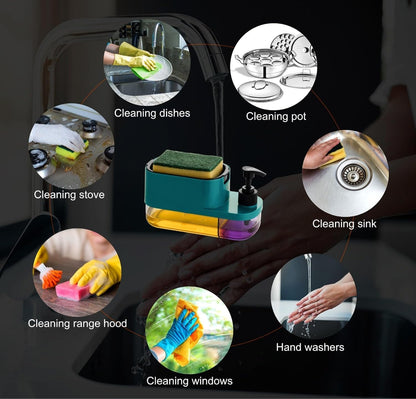3-in-1 Kitchen Sink Organizer with Soap Dispenser, Handwash Pump & Sponge Holder