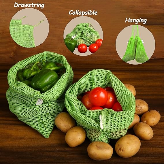 Natural Cotton Vegetables Bags For Fridge Storage