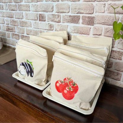 Multi-Purpose Cotton Vegetable Storage Bag with Printed Icons | Buy 5 Get 5 Free