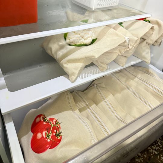 Multi-Purpose Cotton Vegetable Storage Bag with Printed Icons | Buy 5 Get 5 Free