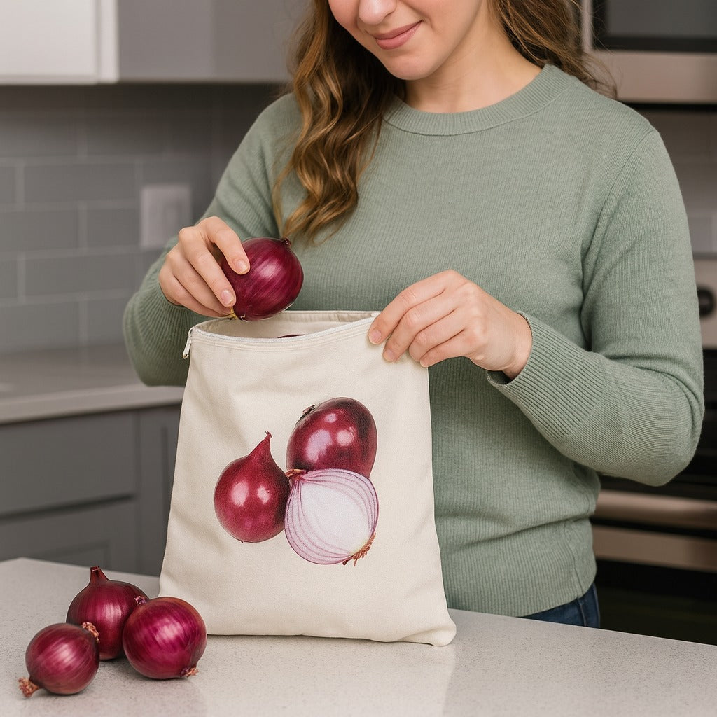 Multi-Purpose Cotton Vegetable Storage Bag with Printed Icons | Buy 5 Get 5 Free