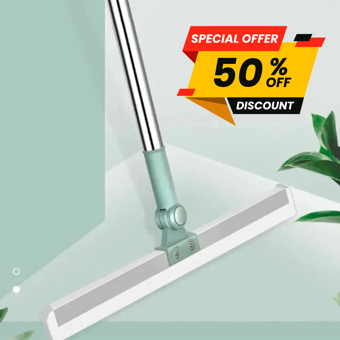 Magic Broom Silicone Multifunctional Wiper | 2-in-1 Heavy-Duty Cleaning Tool | 180° Rotating Head | Stainless Steel Extendable Handle | Perfect for Home, Kitchen, Bathroom & Windows